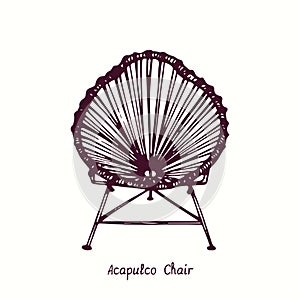 Acapulco Chair. Ink black and white doodle drawing