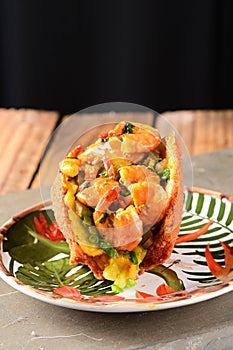 acaraje dumpling made with black-eyed pea dough, shrimp, onion and salt, and fried in palm oil typical Brazilian cuisine baiana photo
