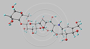 Acarbose molecular structure isolated on grey