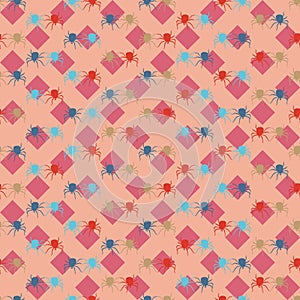 Acari insects vector seamless pattern