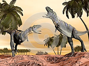 Acasaurus dinosaurs fight - 3D render