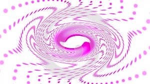 Accelerating and decelerating a large wavy pink vortex of light particles on a white abstract background