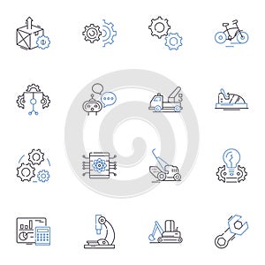 Acceleration line icons collection. Velocity, Motion, Quickening, Momentum, Swiftness, Burst, Thrust vector and linear photo