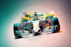 acceleration racing car with driver during formula one racing, generative ai