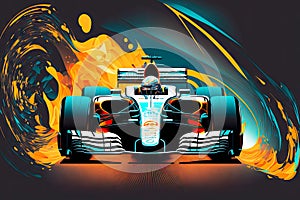 acceleration racing car with driver during formula one racing, generative ai