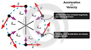 Acceleration and velocity infographic diagram