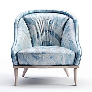 Accent chair powder blue color isolated white background, AI Generative