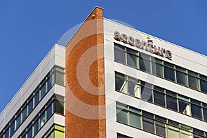 Accenture global professional services company logo on Czech headquarters building