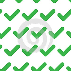 Accept aprove icons seamless pattern. Check tick mark symbol. Checkmark yes ok sign