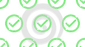 Accept aproved icon vector seamless pattern. Outline circle button. Check mark symbol. Checkmark yes ok confirm sign