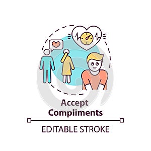 Accept compliments concept icon