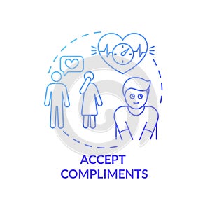 Accept compliments concept icon