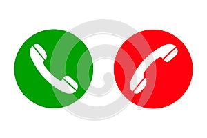 Accept & Decline call phone icon. Answer and decline phone call buttons, green and red - vector