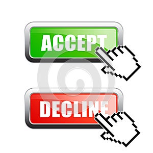 Accept or decline vector buttons