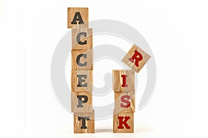 Accept Risk word written on cube shape.