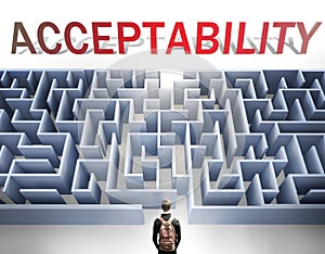 Acceptability can be hard to get - pictured as a word Acceptability and a maze to symbolize that there is a long and difficult
