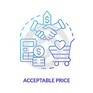 Acceptable price blue gradient concept icon