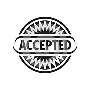 Accepted logo badge design element in black & white colors. Approved emblem sign. Vector illustration