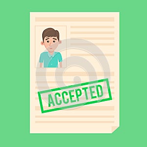 Accepted paper document. Cartoon Vector illustration