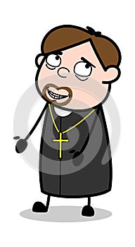 Accepting Guilty - Cartoon Priest Religious Vector Illustration