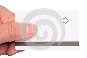 Access Card in a Hand on White