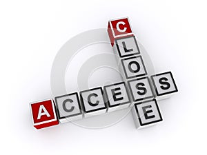 Access close word block on white