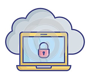 Access control cloud Fill Vector icon which can easily modify or edit