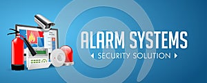 Access control system - Alarm zones - security system concept - website banner