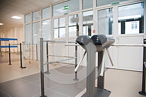 Access control system with turnstile