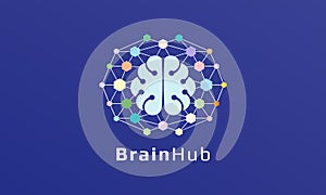 Access data with brain technology logo design