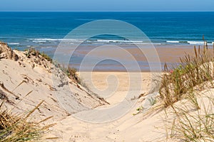 Access dune and sea beach of Lacanau atlantic ocean in France