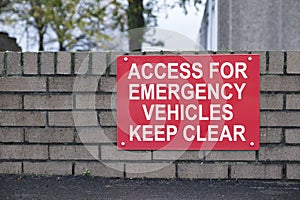 Access for emergency ambulance vehicles only sign