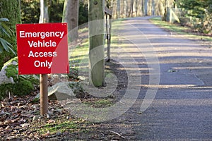 Access for emergency ambulance vehicles only sign