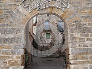 Access gate to the town of Conesa, Tarragona, Catalonia, Spain, Europe