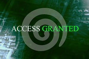 `Access granted` at computer system screen