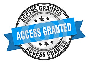 access granted label sign. round stamp. band. ribbon