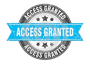 access granted round stamp with ribbon. label sign