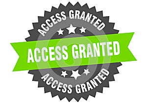 access granted sign. access granted round isolated ribbon label.
