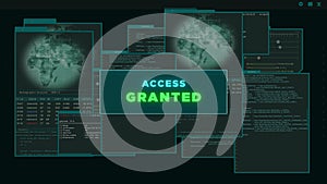 Access Granted - Virtual Interface or HUD presenting a hacked server