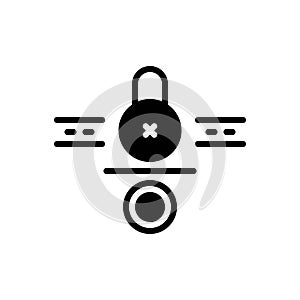Black solid icon for Access, padlock andsecure