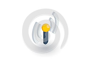 Access point, wi-fi signal, antenna isometric flat icon. 3d vector