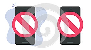 Access restricted blocked on mobile cell phone online icon vector graphic, smartphone unauthorized internet web entry prohibited photo