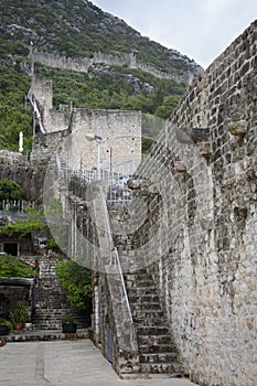 Access stairway to the wall in Ston, Dubrovnik Neretva county, located on the Peljesac peninsula, Croatia photo