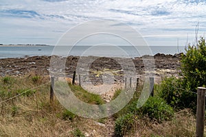 Access to the beach of Noirmoutier by the trail in Vendee France