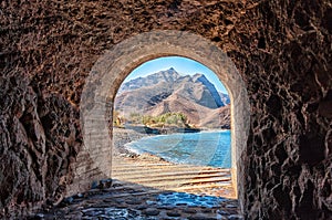 Access tunnel to the beautiful LA Aldea beach in Gran Canaria