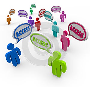 Access Word Speech Bubbles People Convenient Available Service