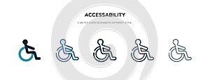 Accessability icon in different style vector illustration. two colored and black accessability vector icons designed in filled,