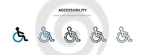 Accessability icon in different style vector illustration. two colored and black accessability vector icons designed in filled, photo
