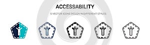 Accessability icon in filled, thin line, outline and stroke style. Vector illustration of two colored and black accessability