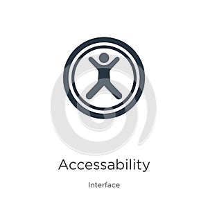 Accessability icon vector. Trendy flat accessability icon from interface collection isolated on white background. Vector